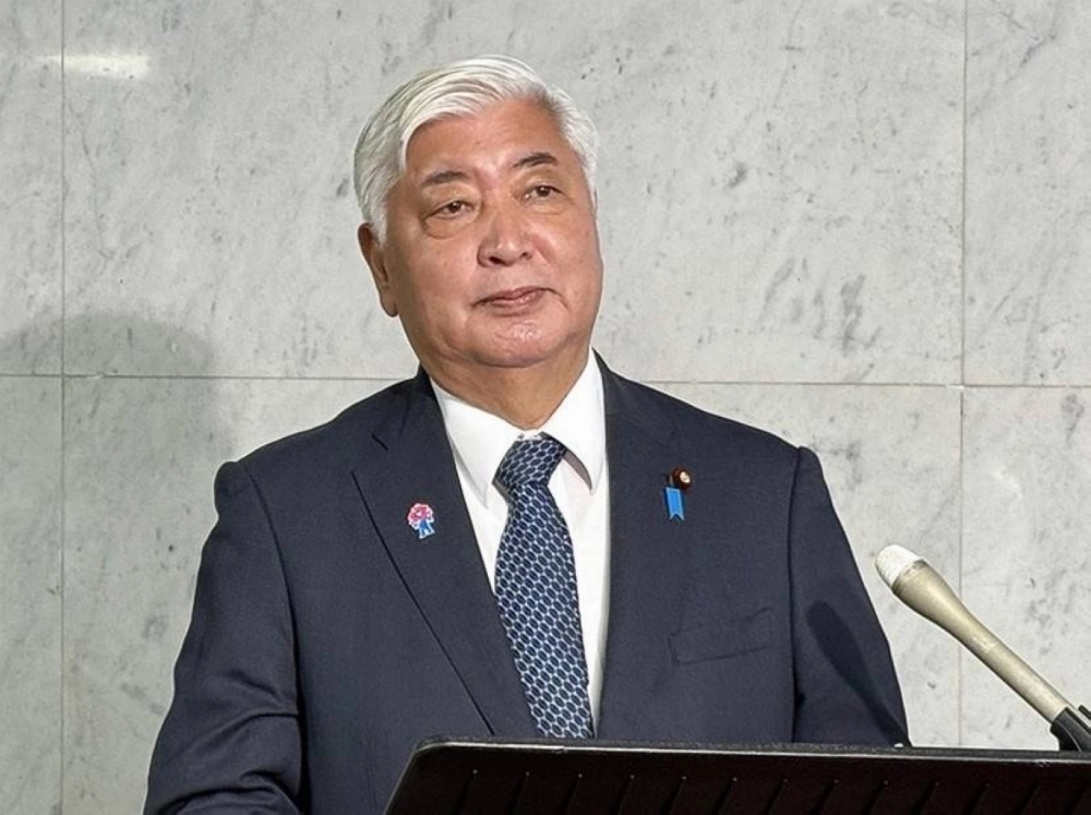 Defense Minister Gen Nakatani speaks to reporters in Tokyo on April 11. Defense Minister Gen Nakatani speaks to reporters in Tokyo on April 11.