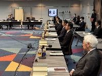 The first meeting of a subcommittee under the Legislative Council to discuss a review of the retrial system on Monday at the Justice Ministry | Jiji