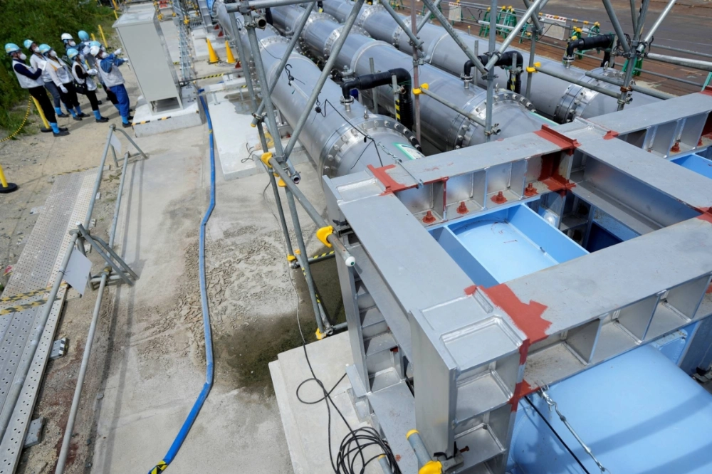 A pipeline to transport seawater, part of the facility for releasing treated radioactive water to sea from the Fukushima No. 1 nuclear power plant in Fukushima Prefecture A pipeline to transport seawater, part of the facility for releasing treated radioactive water to sea from the Fukushima No. 1 nuclear power plant in Fukushima Prefecture