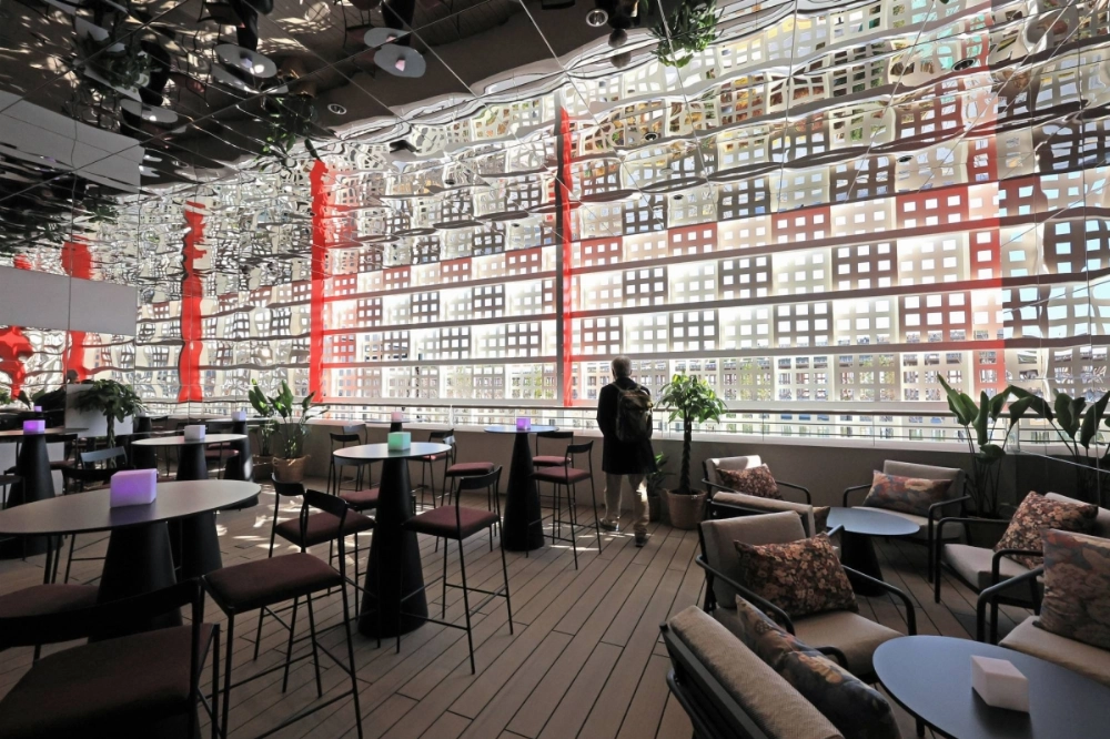 The café space at the Osaka Expo's British pavilion The café space at the Osaka Expo's British pavilion