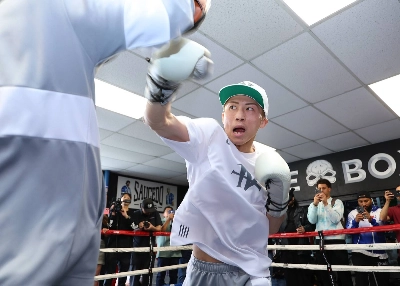 Naoya Inoue works out in Los Angeles in April. Inoue will put his undisputed super bantamweight crown on the line against Ramon Cardenas in Las Vegas on May 4. Naoya Inoue works out in Los Angeles in April. Inoue will put his undisputed super bantamweight crown on the line against Ramon Cardenas in Las Vegas on May 4.