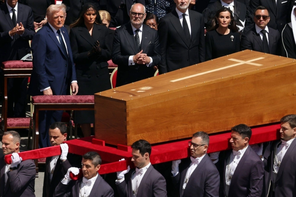 U.S. President Donald Trump and first lady Melania Trump attend the funeral of Pope Francis in St. Peters Square in Vatican City on April 26. U.S. President Donald Trump and first lady Melania Trump attend the funeral of Pope Francis in St. Peters Square in Vatican City on April 26.