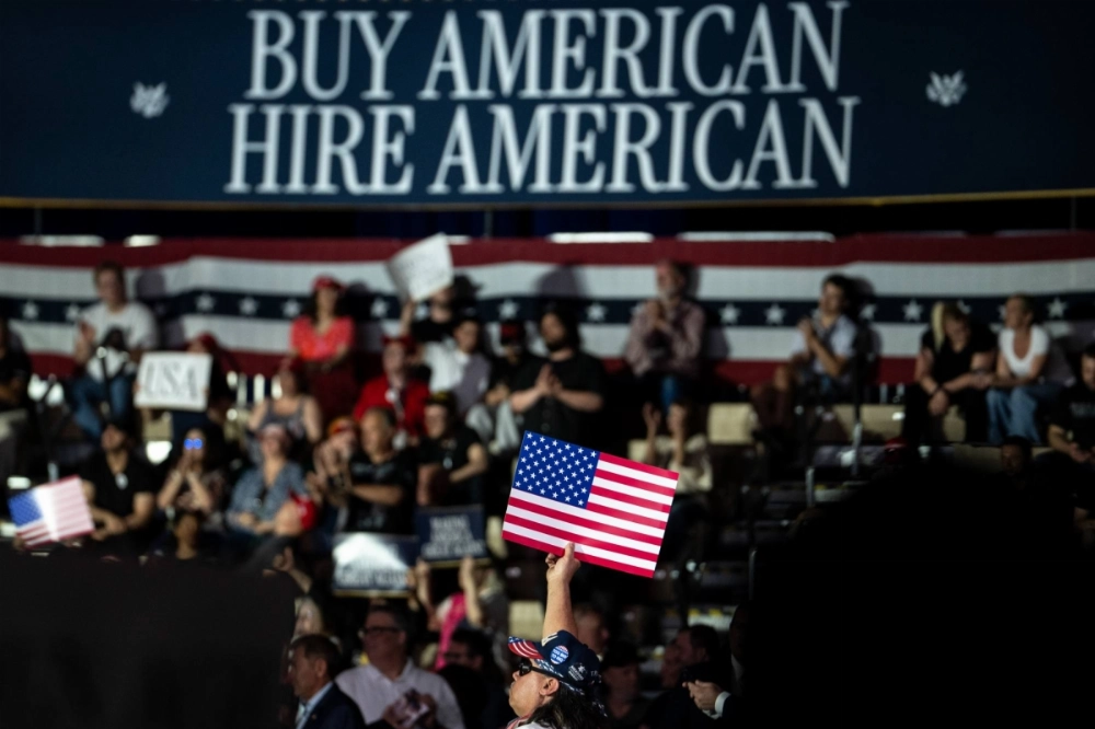 U.S. President Donald Trump's 100th day rally in Warren, Michigan, on April 29 U.S. President Donald Trump's 100th day rally in Warren, Michigan, on April 29