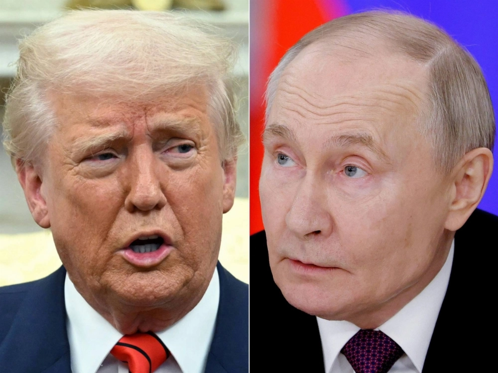 U.S. President Donald Trump (R) the Oval Office of the White House in Washington on March 13, and Russian President Vladimir Putin at the Kremlin in Moscow on March 13. U.S. President Donald Trump (R) the Oval Office of the White House in Washington on March 13, and Russian President Vladimir Putin at the Kremlin in Moscow on March 13.
