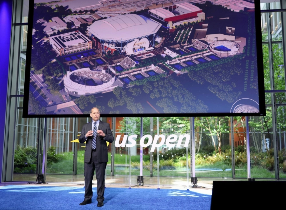 USTA Billie Jean King National Tennis Center Chief Operating Officer Danny Zausner speaks during an event announcing plans for renovations to the tennis center and Arthur Ashe Stadium, in Manhattan, New York City, on Monday. USTA Billie Jean King National Tennis Center Chief Operating Officer Danny Zausner speaks during an event announcing plans for renovations to the tennis center and Arthur Ashe Stadium, in Manhattan, New York City, on Monday.