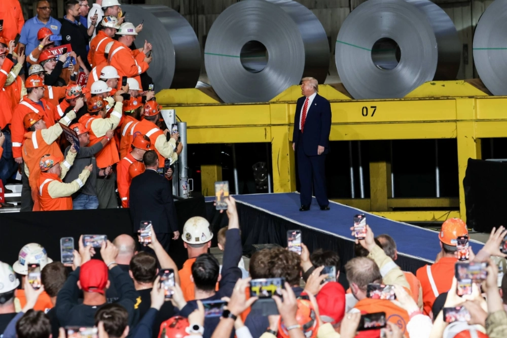 U.S. President Donald Trump at the U.S. Steel Corporation Irvin Works facility in West Mifflin, Pennsylvania, on Friday U.S. President Donald Trump at the U.S. Steel Corporation Irvin Works facility in West Mifflin, Pennsylvania, on Friday