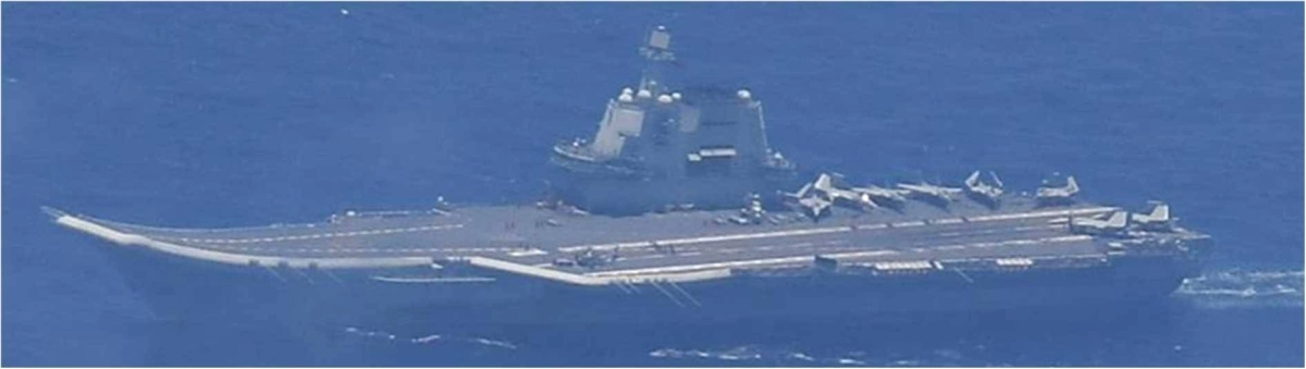 China's Shandong aircraft carrier is seen in the Pacific Ocean. The Defense Ministry in Tokyo said late Monday that the vessel had been spotted in Japan's exclusive economic zone north of Okinotorishima, where it conducted flight operations with fighter jets and helicopters. China's Shandong aircraft carrier is seen in the Pacific Ocean. The Defense Ministry in Tokyo said late Monday that the vessel had been spotted in Japan's exclusive economic zone north of Okinotorishima, where it conducted flight operations with fighter jets and helicopters.