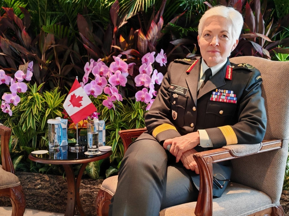 Gen. Jennie Carignan, Canada’s Chief of the Defense Staff, attends an interview with The Japan Times on the sidelines of the Shangri-La Dialogue in Singapore. Gen. Jennie Carignan, Canada’s Chief of the Defense Staff, attends an interview with The Japan Times on the sidelines of the Shangri-La Dialogue in Singapore.