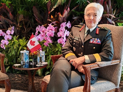 Gen. Jennie Carignan, Canada’s Chief of the Defense Staff, attends an interview with The Japan Times on the sidelines of the Shangri-La Dialogue in Singapore. Gen. Jennie Carignan, Canada’s Chief of the Defense Staff, attends an interview with The Japan Times on the sidelines of the Shangri-La Dialogue in Singapore.