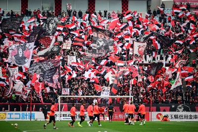 Urawa's supporters cheer before the J. League football match against Fagiano Okayama at Saitama Stadium 2002 on March 8, 2025. Urawa's supporters cheer before the J. League football match against Fagiano Okayama at Saitama Stadium 2002 on March 8, 2025.