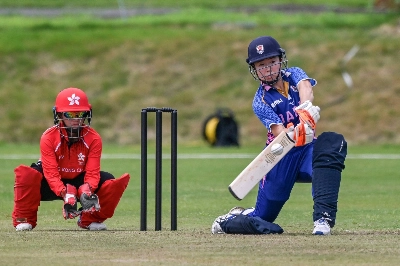 Japan captain Mai Yanagida bats against Hong Kong during the women's Sano City International Trophy cricket tournament on June 4 in Sano, Tochigi Prefecture.  Japan captain Mai Yanagida bats against Hong Kong during the women's Sano City International Trophy cricket tournament on June 4 in Sano, Tochigi Prefecture.