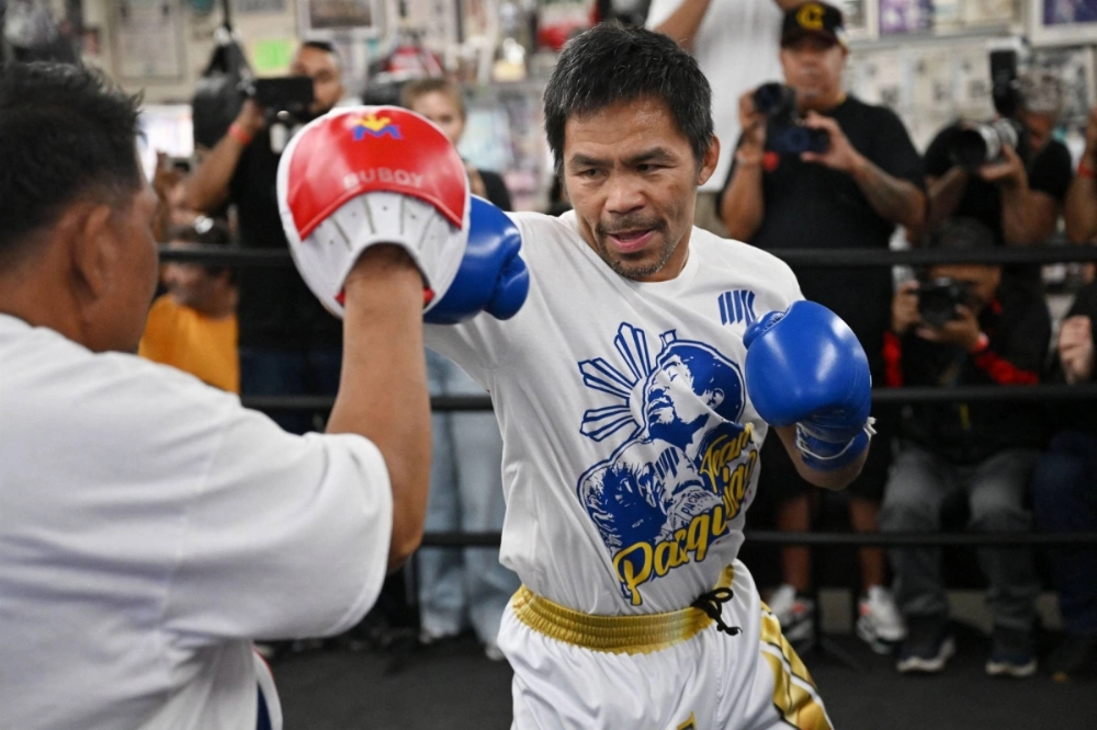 Manny Pacquiao trains at Wild Card Boxing in Los Angeles on Wednesday.  Manny Pacquiao trains at Wild Card Boxing in Los Angeles on Wednesday.