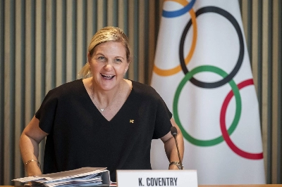 IOC President Kirsty Coventry holds the first meeting of the executive commission since taking over the presidency  from Thomas Bach. IOC President Kirsty Coventry holds the first meeting of the executive commission since taking over the presidency  from Thomas Bach.