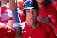 Red Sox outfielder Masataka Yoshida during a spring training game in March.  | Imagn Images / via Reuters