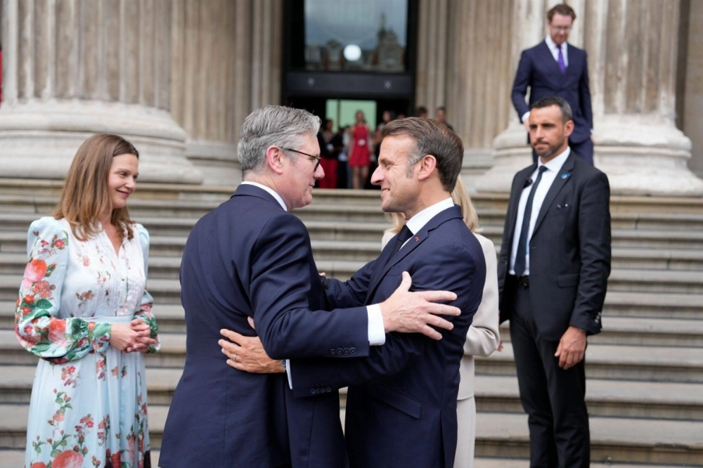 U.K. Prime Minister Keir Starmer and French President Emmanuel Macron at the British Museum in London on Thursday U.K. Prime Minister Keir Starmer and French President Emmanuel Macron at the British Museum in London on Thursday