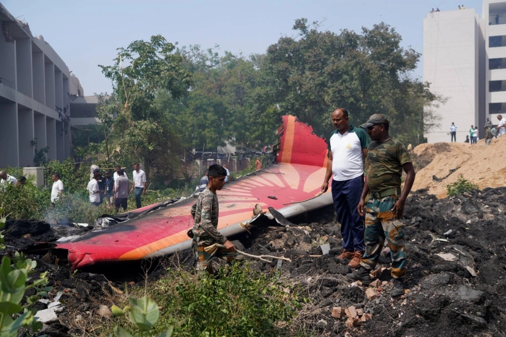 Debris at the crash site of Air India flight AI 171 in Ahmedabad, India, on June 12 Debris at the crash site of Air India flight AI 171 in Ahmedabad, India, on June 12