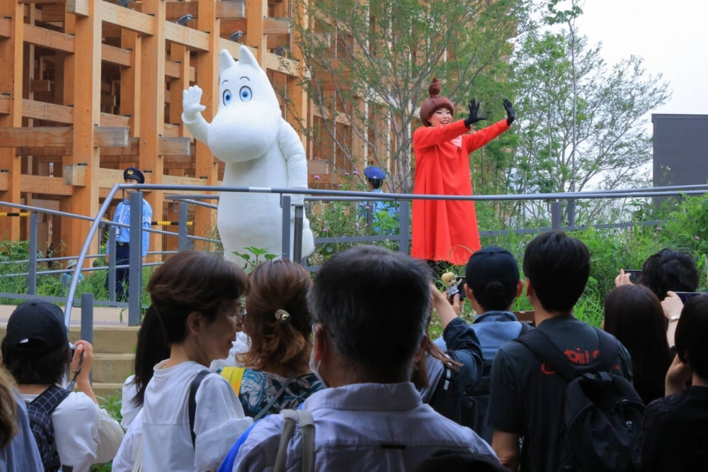 Moomin characters take part in a ceremony for Finland’s National Day event at the World Expo in Osaka last month. Moomin characters take part in a ceremony for Finland’s National Day event at the World Expo in Osaka last month.