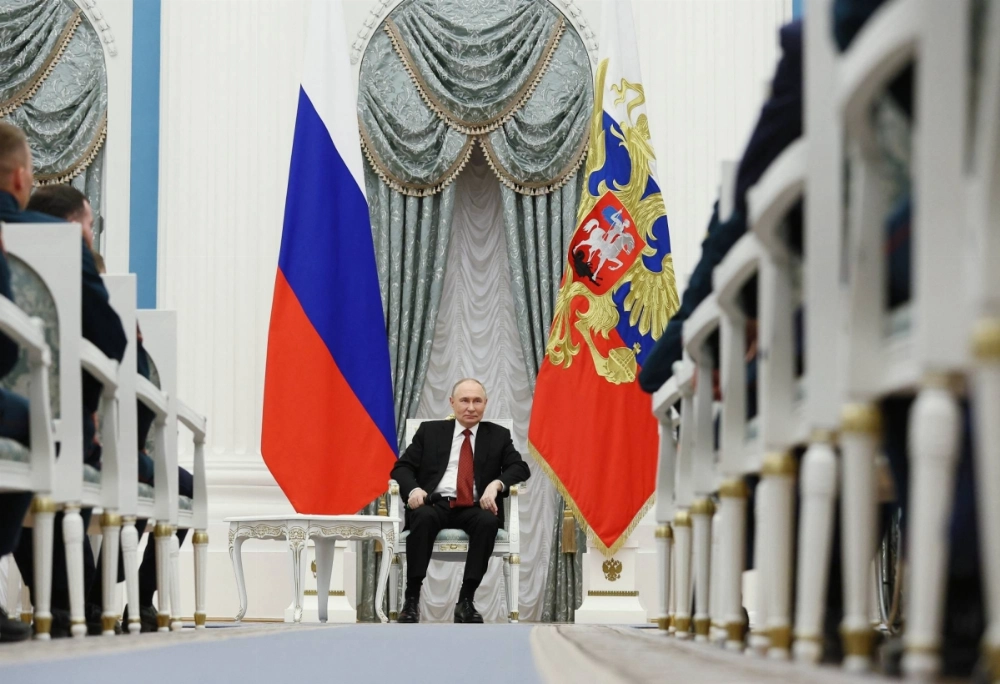 Russian President Vladimir Putin meets veterans involved in the Ukraine war, at the Kremlin on June 12. Europe should tap Russia’s frozen central bank assets to fund Ukraine’s defense, given Donald Trump’s conditions on U.S. aid. Russian President Vladimir Putin meets veterans involved in the Ukraine war, at the Kremlin on June 12. Europe should tap Russia’s frozen central bank assets to fund Ukraine’s defense, given Donald Trump’s conditions on U.S. aid.