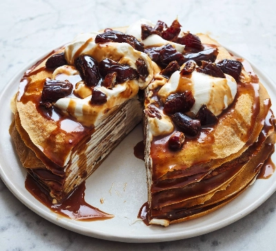 You don't need an oven to make Kenji Morimoto's easy and delicious Miso Sticky Toffee Crepe Cake.  You don't need an oven to make Kenji Morimoto's easy and delicious Miso Sticky Toffee Crepe Cake.