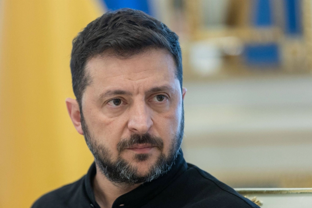 Ukrainian President Volodymyr Zelenskyy attends a meeting with journalists in Kyiv on Thursday. Ukrainian President Volodymyr Zelenskyy attends a meeting with journalists in Kyiv on Thursday.