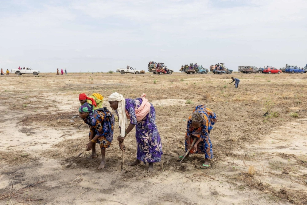 Women working in a field in Monguno, Borno state, Nigeria, on July 5. Women working in a field in Monguno, Borno state, Nigeria, on July 5.
