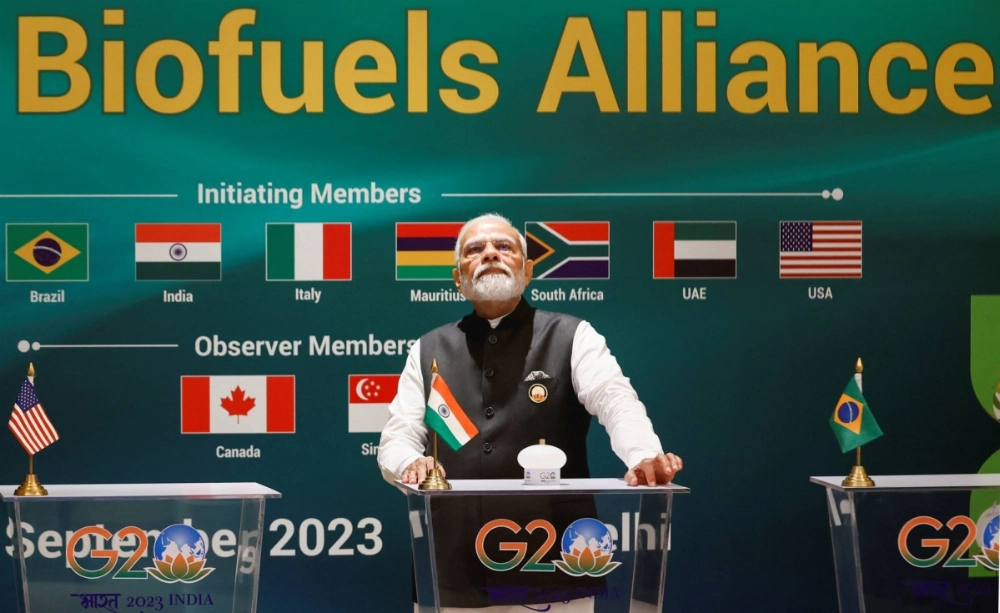 Indian Prime Minister Narendra Modi attends the launch of the Global Biofuels Alliance at the G20 summit in New Delhi in September 2023. Indian Prime Minister Narendra Modi attends the launch of the Global Biofuels Alliance at the G20 summit in New Delhi in September 2023.