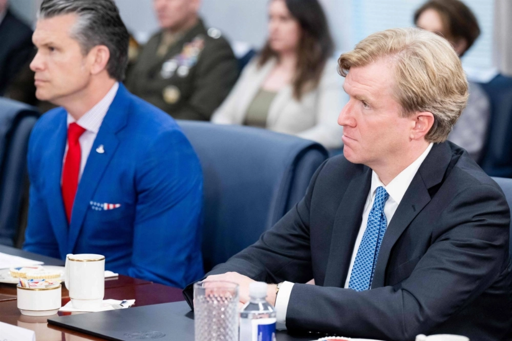 Pentagon policy chief Elbridge Colby (right) and U.S. Secretary of Defense Pete Hegseth at the Pentagon in Washington on July 21 Pentagon policy chief Elbridge Colby (right) and U.S. Secretary of Defense Pete Hegseth at the Pentagon in Washington on July 21