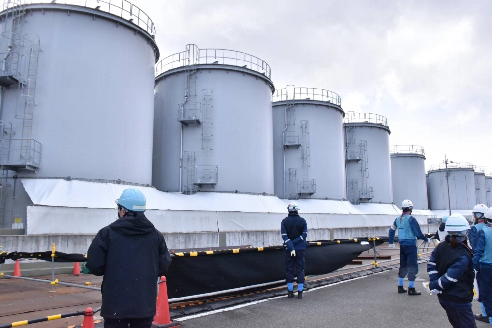 Tanks of treated water at the Fukushima No. 1 nuclear power plant in February Tanks of treated water at the Fukushima No. 1 nuclear power plant in February