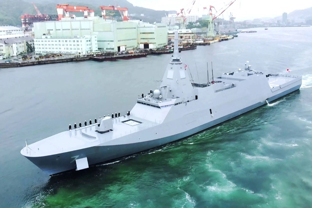 The Maritime Self-Defense Force's Mogami-class frigate Niyodo sails at an undisclosed location in this image released Tuesday.   The Maritime Self-Defense Force's Mogami-class frigate Niyodo sails at an undisclosed location in this image released Tuesday.