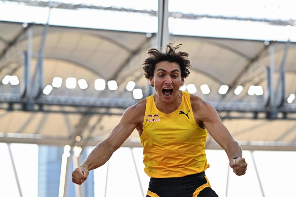 Sweden's Armand Duplantis celebrates after setting a new pole vault record of 6.29 meters during the Hungarian Athletics Grand Prix in Budapest on Aug. 12. Sweden's Armand Duplantis celebrates after setting a new pole vault record of 6.29 meters during the Hungarian Athletics Grand Prix in Budapest on Aug. 12.
