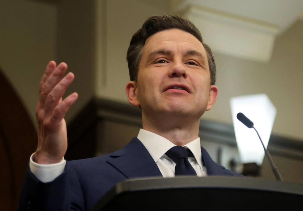 Canada's Conservative Party leader, Pierre Poilievre, speaks at a news conference on Parliament Hill in Ottawa in May. Canada's Conservative Party leader, Pierre Poilievre, speaks at a news conference on Parliament Hill in Ottawa in May.