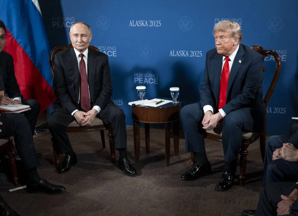 Russian leader Vladimir Putin and U.S. President Donald Trump at their summit meeting in Anchorage, Alaska, last Friday. Russian leader Vladimir Putin and U.S. President Donald Trump at their summit meeting in Anchorage, Alaska, last Friday.