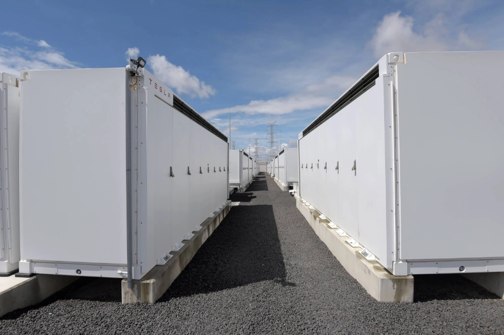 Tesla Megapack batteries at the Victorian Big Battery site operated by Neoen in Moorabool, Victoria, Australia, on Feb. 3, 2023 Tesla Megapack batteries at the Victorian Big Battery site operated by Neoen in Moorabool, Victoria, Australia, on Feb. 3, 2023