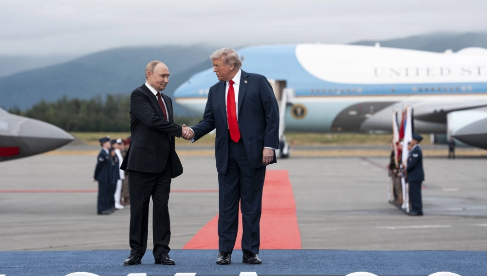 U.S. President Donald Trump greets Russian President Vladimir Putin as they meet in Anchorage, Alaska, on Aug. 15. U.S. President Donald Trump greets Russian President Vladimir Putin as they meet in Anchorage, Alaska, on Aug. 15.