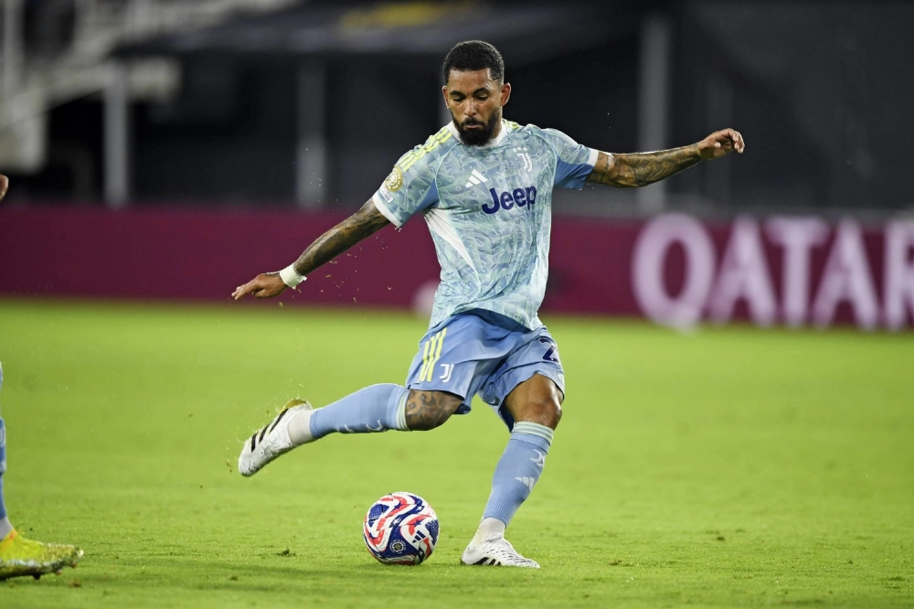 Juventus midfielder Douglas Luiz shoots the ball during a Club World Cup match against Al Ain at Audi Field in Washington D.C. on June 18. Juventus midfielder Douglas Luiz shoots the ball during a Club World Cup match against Al Ain at Audi Field in Washington D.C. on June 18.