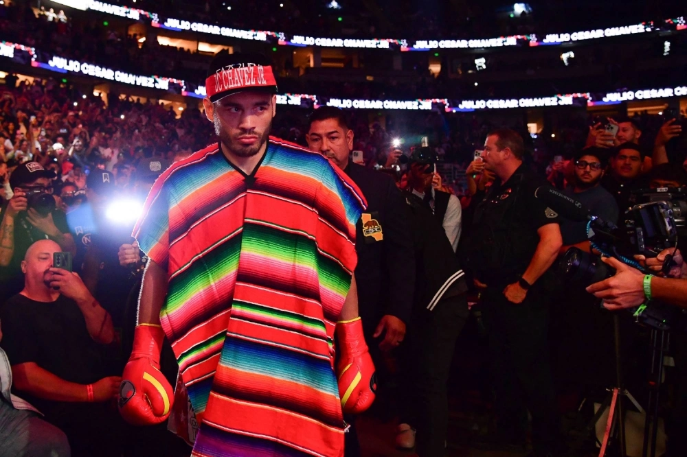 Julio Cesar Chavez Jr. walks to the ring for his fight against Jake Paul in Anaheim, California, on June 28. Julio Cesar Chavez Jr. walks to the ring for his fight against Jake Paul in Anaheim, California, on June 28.