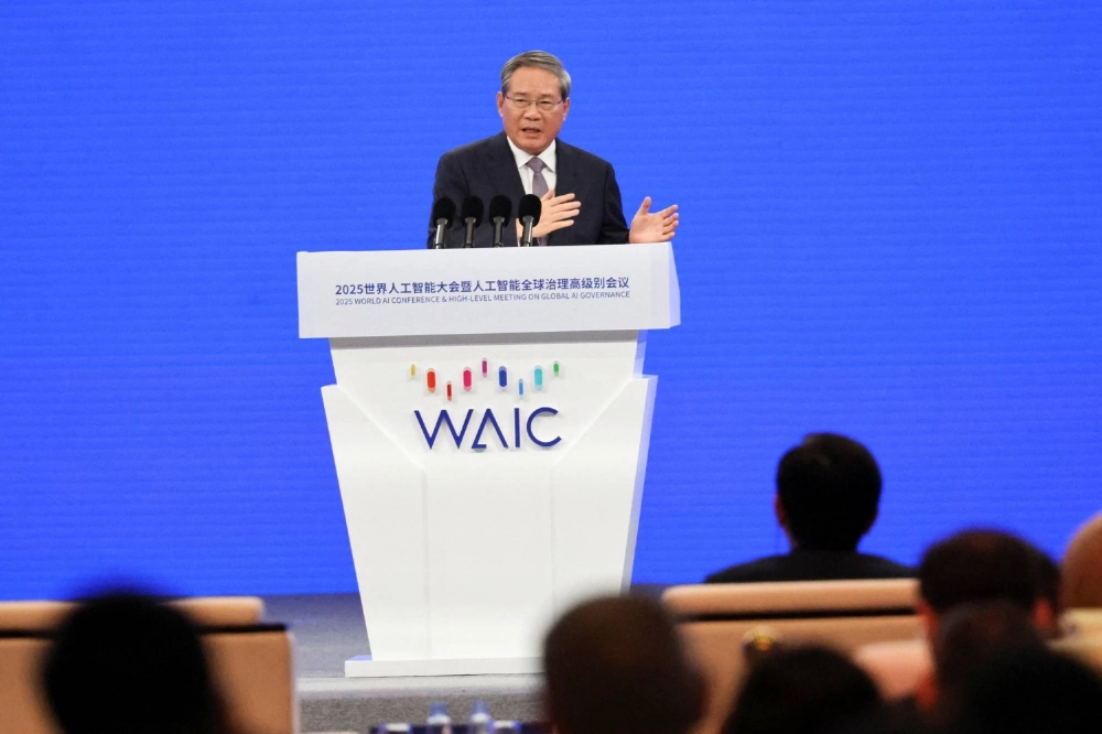 Chinese Premier Li Qiang addresses the opening ceremony of the World Artificial Intelligence Conference in Shanghai on July 26, where he emphasized “the deep integration of AI with the real economy” and its relevance to daily applications. Chinese Premier Li Qiang addresses the opening ceremony of the World Artificial Intelligence Conference in Shanghai on July 26, where he emphasized “the deep integration of AI with the real economy” and its relevance to daily applications.