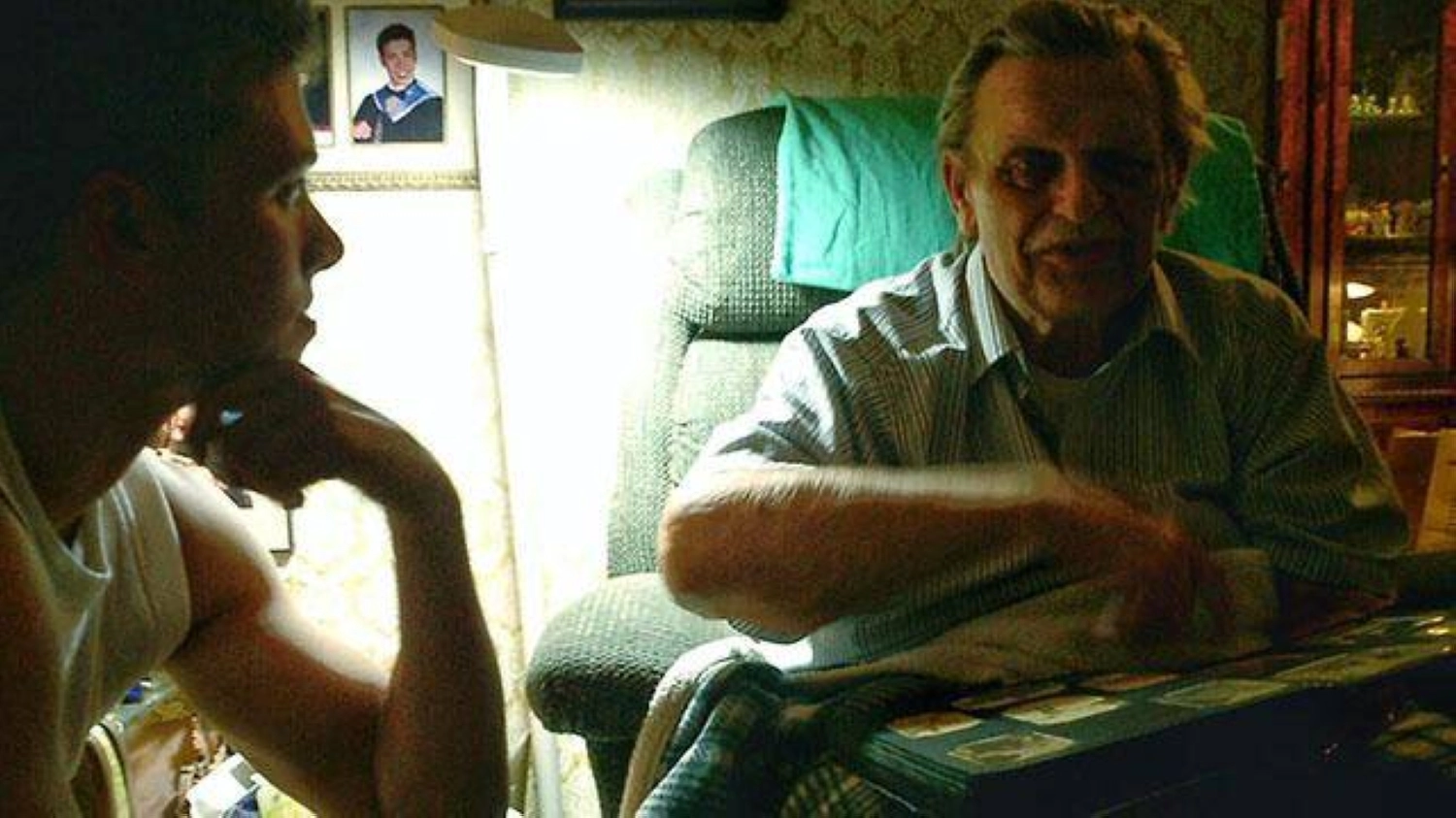 Michael MacArthur Bosack speaks to his grandfather, Michael A. Bosack, about his experiences in World War II. Michael MacArthur Bosack speaks to his grandfather, Michael A. Bosack, about his experiences in World War II.