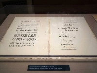 Japan's World War II surrender documents went on display at the U.S. National Archives and Records Administration in Washington on Thursday. | JIJI