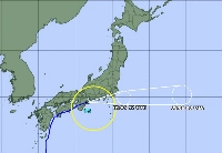 Tropical Storm Peipah made landfall in western Japan on Friday, prompting the Japan Meteorological Agency to issue warnings of landslides and other disasters due to heavy rainfall in several areas.  | JAPAN METEOROLOGICAL AGENCY