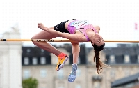 Australia's Nicola Olyslagers attempts to clear the bar during the women's high jump final at the Diamond League Final in Zurich on Aug. 27. | REUTERS
