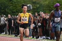 High schooler Sorato Shimizu, seen competing in London last month, broke the U-18 100-meter world record in July.  | JIJI