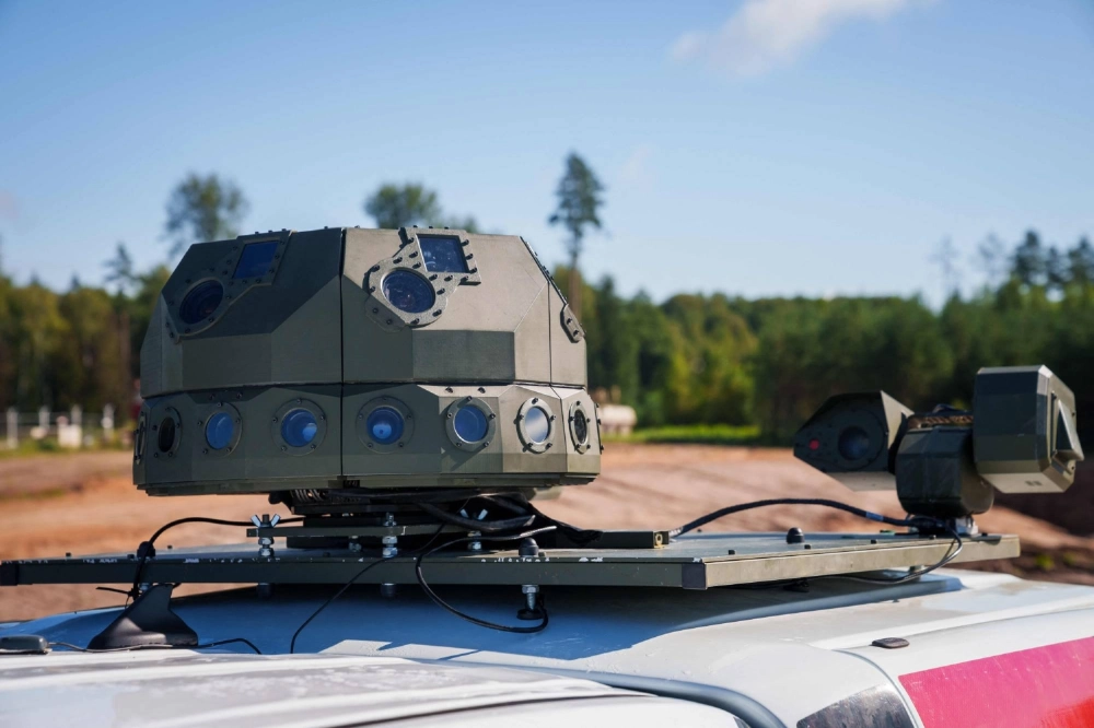 A British SkySpyke anti-drone system by Quell is seen during the international military exercise Baltic Trust 25 at the Selonia military training ground near Viesite, Latvia, on Aug. 27. A British SkySpyke anti-drone system by Quell is seen during the international military exercise Baltic Trust 25 at the Selonia military training ground near Viesite, Latvia, on Aug. 27.