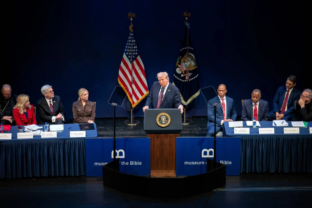 U.S. President Donald Trump speaks at the Museum of the Bible in Washington on Sept. 8. Israeli strikes in Qatar and Russian drone incursions into Poland have challenged the U.S. leaders claims of global respect. U.S. President Donald Trump speaks at the Museum of the Bible in Washington on Sept. 8. Israeli strikes in Qatar and Russian drone incursions into Poland have challenged the U.S. leaders claims of global respect.