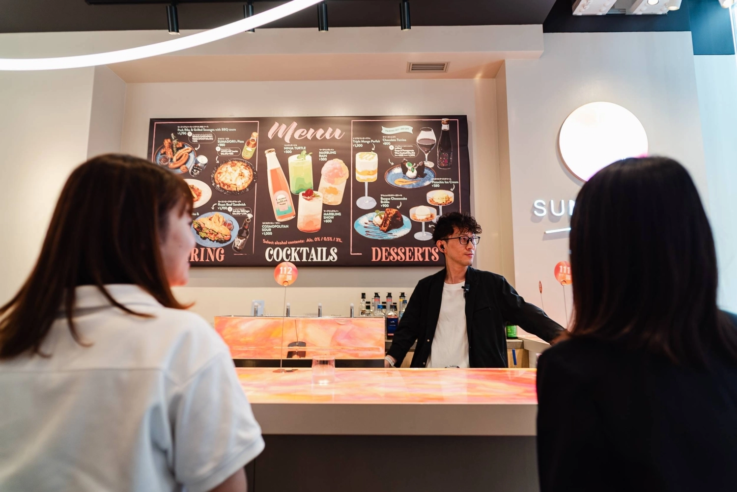 Sumadori Bar's Kimihisa Otsuka says his bar serves drinks with three alcohol levels: 0%, 0.5% and 3%. Sumadori Bar's Kimihisa Otsuka says his bar serves drinks with three alcohol levels: 0%, 0.5% and 3%.