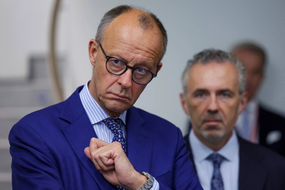 German Chancellor Friedrich Merz visits the Henkel AG factory in Dusseldorf, western Germany, on Saturday. German Chancellor Friedrich Merz visits the Henkel AG factory in Dusseldorf, western Germany, on Saturday.