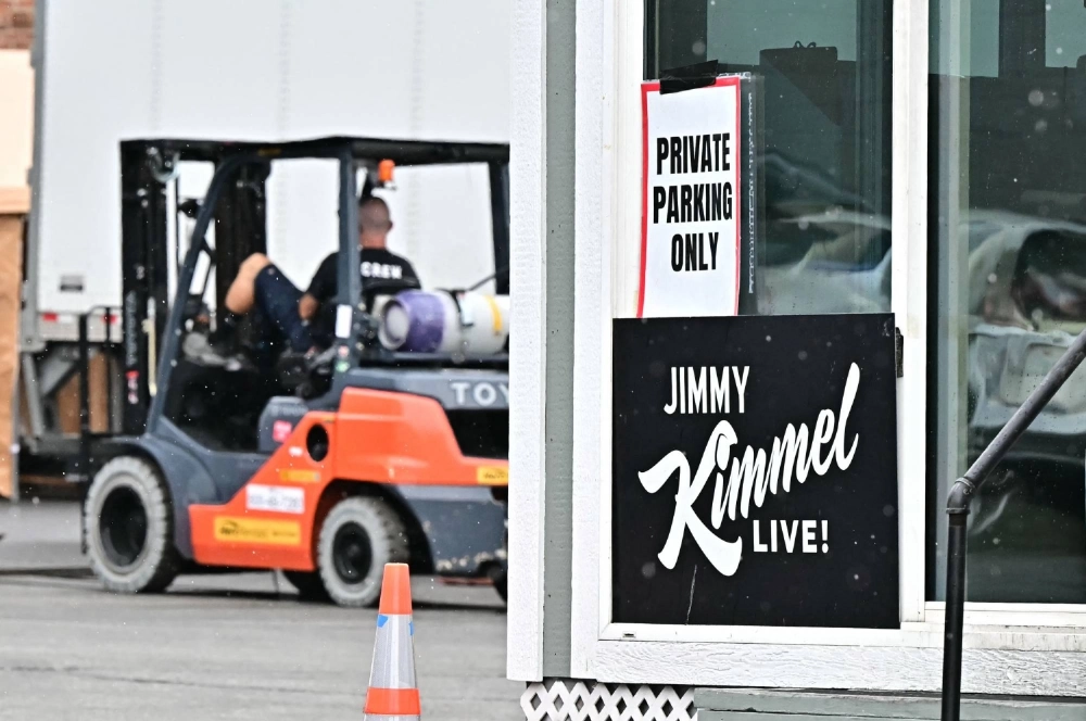 A sign is seen outside of the "Jimmy Kimmel Live!" show outside the El Capitan Entertainment Centre on Hollywood Boulevard, from where the show is broadcast in Hollywood, California, on Thursday. A sign is seen outside of the "Jimmy Kimmel Live!" show outside the El Capitan Entertainment Centre on Hollywood Boulevard, from where the show is broadcast in Hollywood, California, on Thursday.