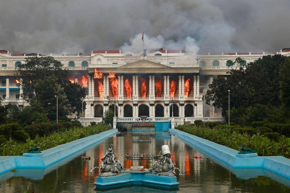 Fire engulfs Nepal's main administrative building in Kathmandu on Sept. 9, following a police crackdown on protests over government corruption and social media restrictions. This violent unrest is part of a larger pattern of instability in South Asia that threatens regional security and India’s strategic interests. Fire engulfs Nepal's main administrative building in Kathmandu on Sept. 9, following a police crackdown on protests over government corruption and social media restrictions. This violent unrest is part of a larger pattern of instability in South Asia that threatens regional security and India’s strategic interests.