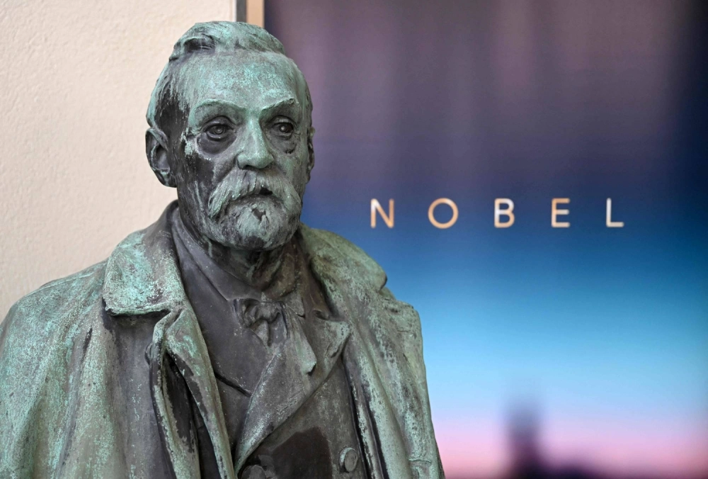 A bust of Swedish chemist, inventor and businessman Alfred Nobel, founder and namesake of the Nobel Prize, stands at the Karolinska Institute in Stockholm on Monday. A bust of Swedish chemist, inventor and businessman Alfred Nobel, founder and namesake of the Nobel Prize, stands at the Karolinska Institute in Stockholm on Monday.