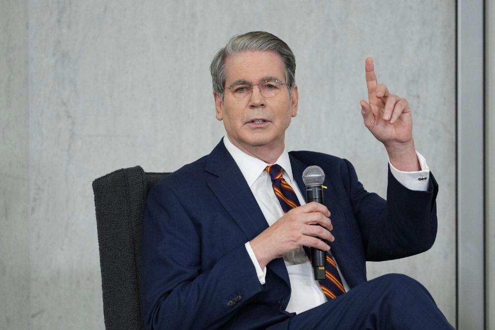 U.S. Treasury Secretary Scott Bessent speaks during the Federal Reserve Board Community Bank Conference in Washington on Thursday. U.S. Treasury Secretary Scott Bessent speaks during the Federal Reserve Board Community Bank Conference in Washington on Thursday.